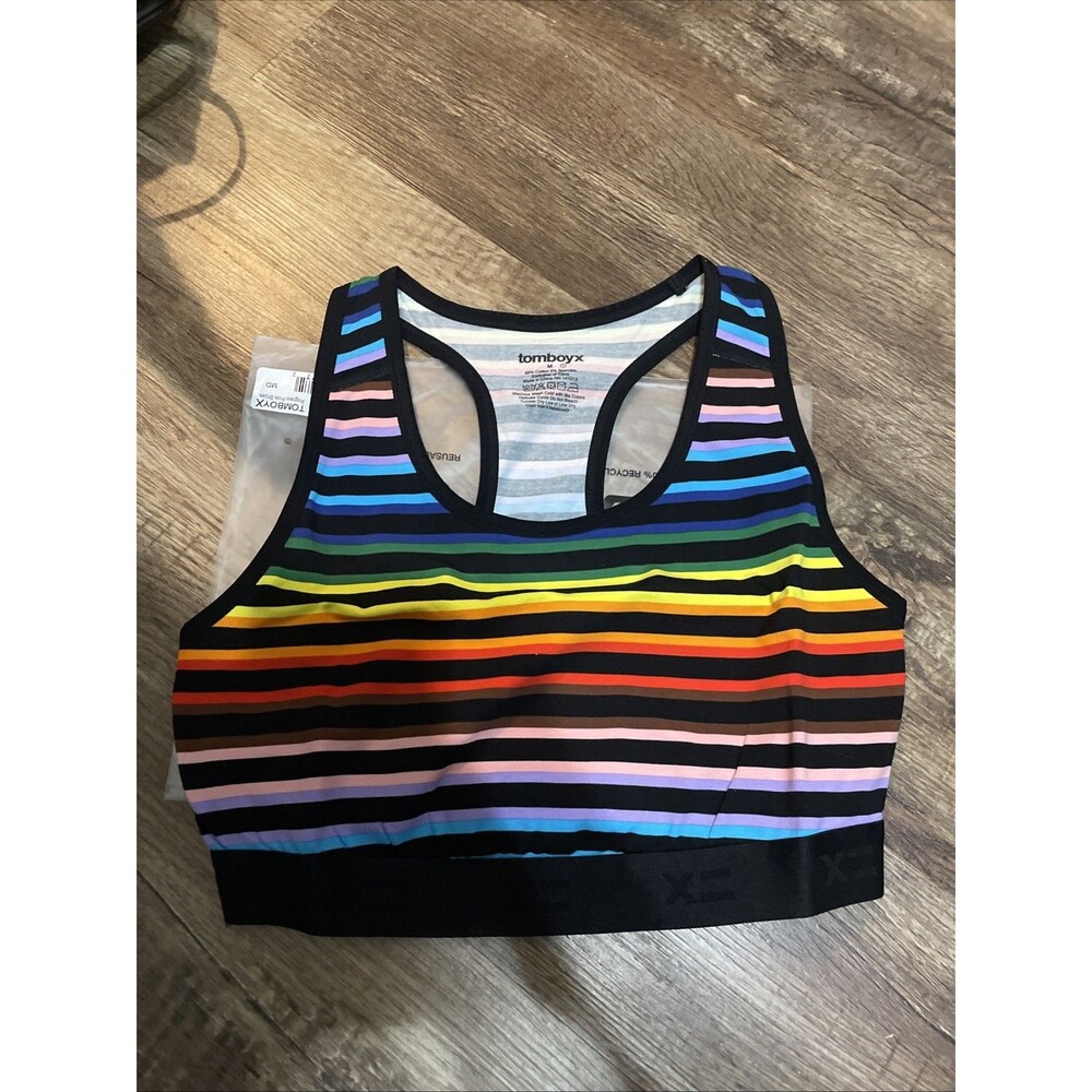 TOMBOYX PRIDE COLLECTION Rainbow Stripe BRA: NEW WITH TAGS: SIZE M